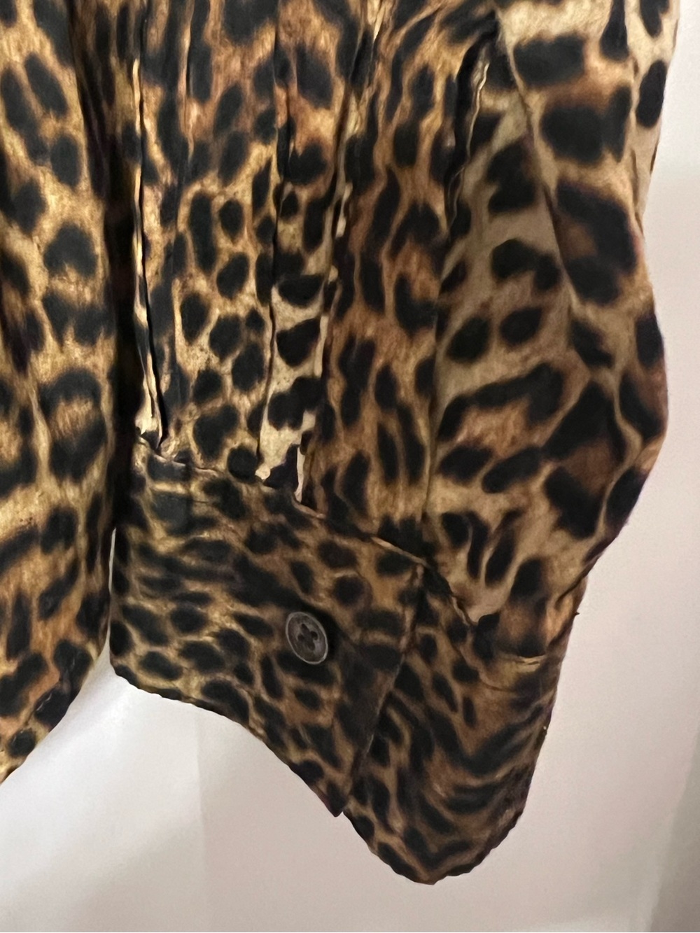 Michael Kors Leopard Print Button-Up Shirt - Brown & Black. Adjustable sleeve - Picture 3 of 7